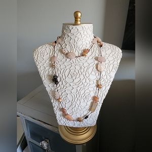 Retired Silpada Pink Pearl Rose Quartz Long Necklace Sterling Silver N1428